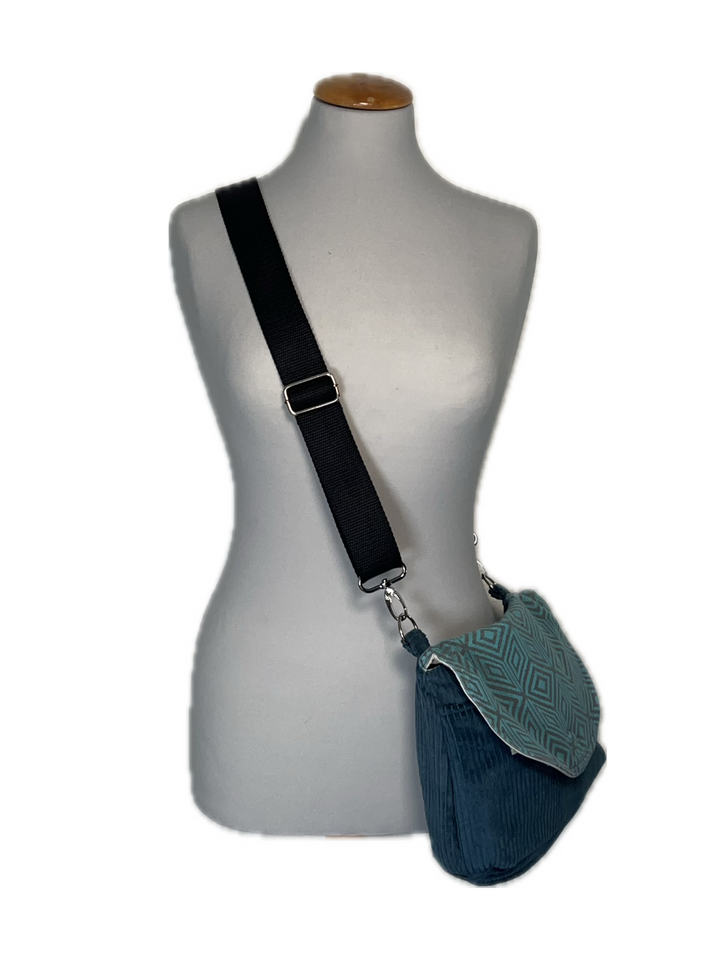 LieblingsTASCHE Kord Blau mit Rauten