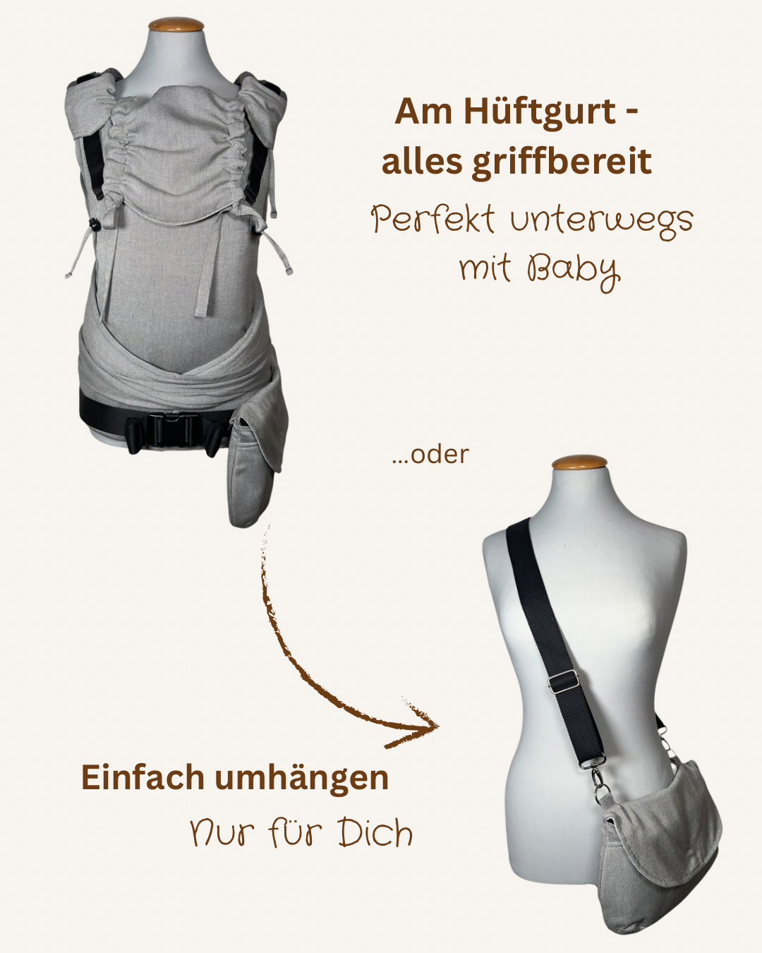 Silbermond ✨Kindgröße Bundle – Trage, Tasche & Gurtschoner im Set