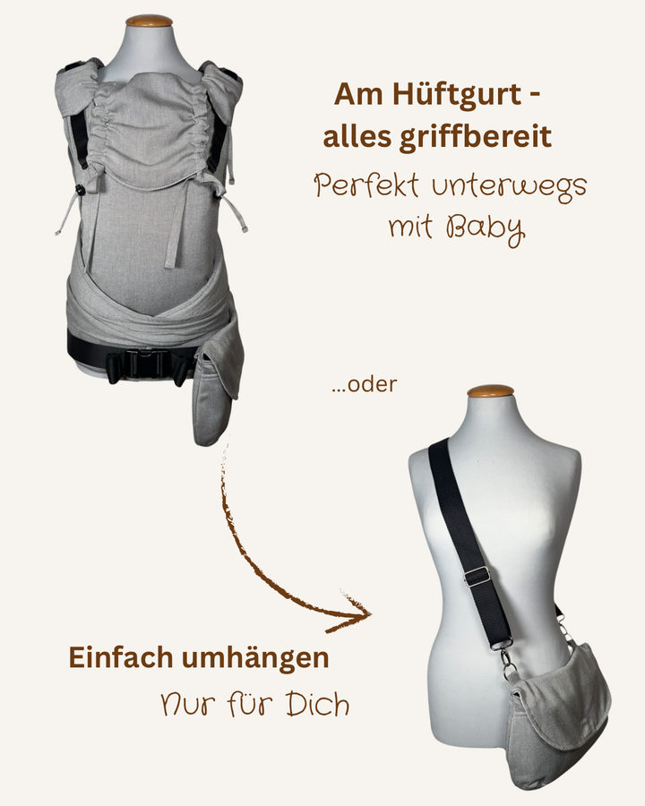 Silbermond ✨Kindgröße Bundle – Trage, Tasche & Gurtschoner im Set