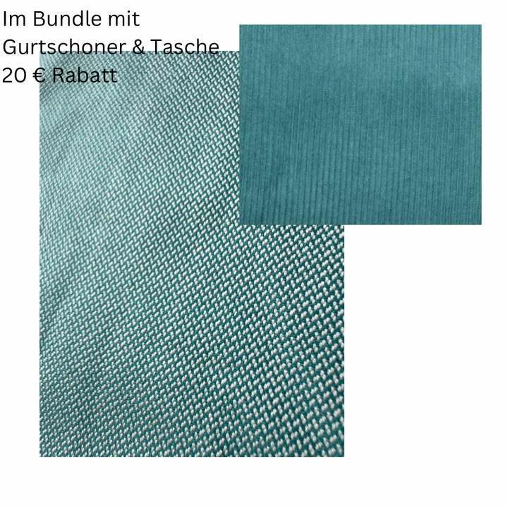 Bundle Trage, Tasche aus Cord und Gurtschoner